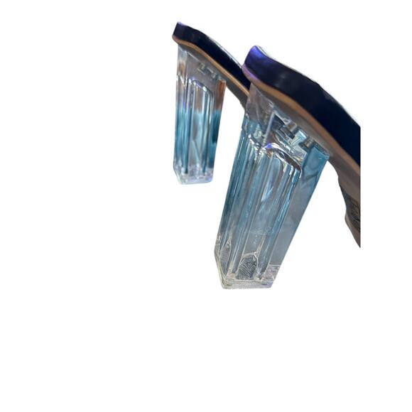 Azalea Wang Olivia Chunky Clear Block Lucite Type Heel Rhinestones size 8.5 - Picture 6 of 8